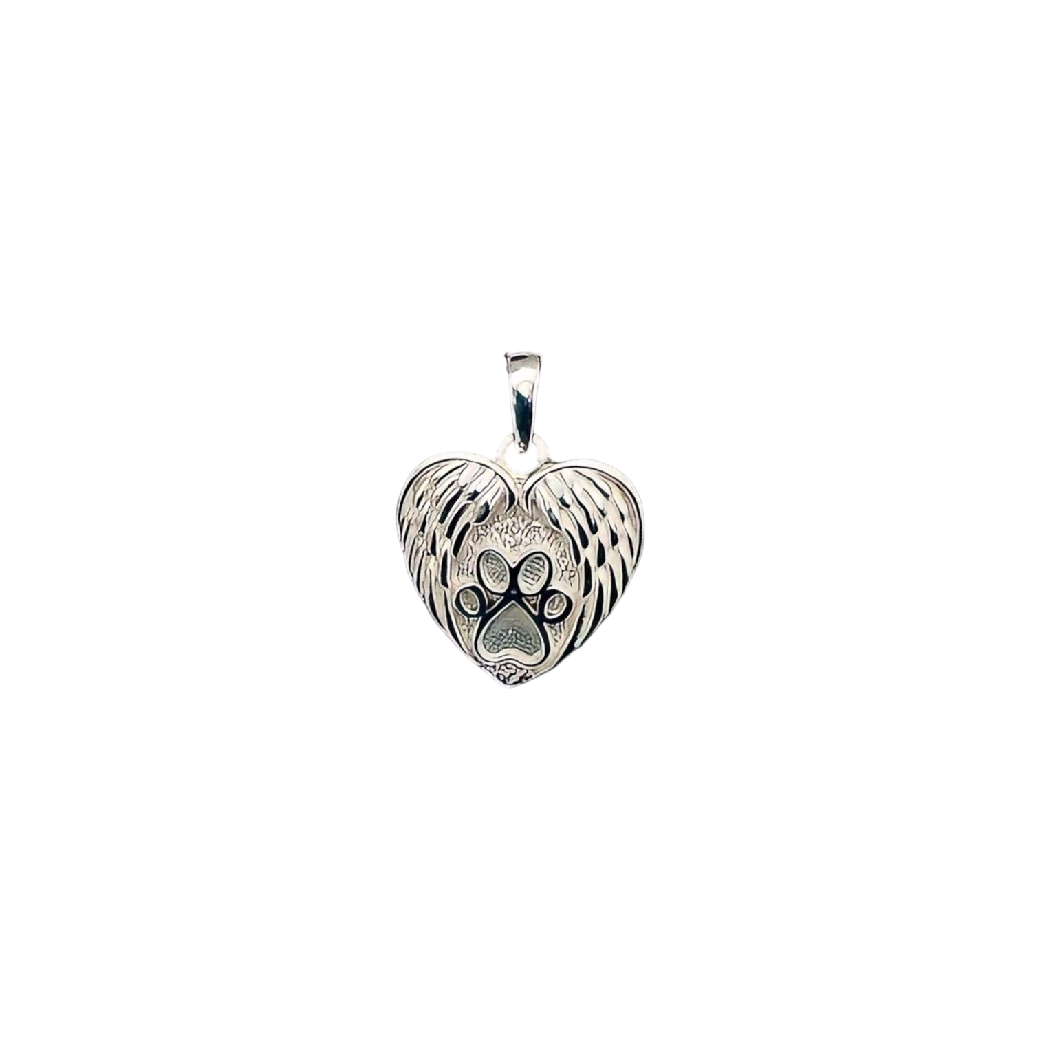 Angel Heart Paw Pendant Angel's Memorial Jewellery Ashes Hair fur