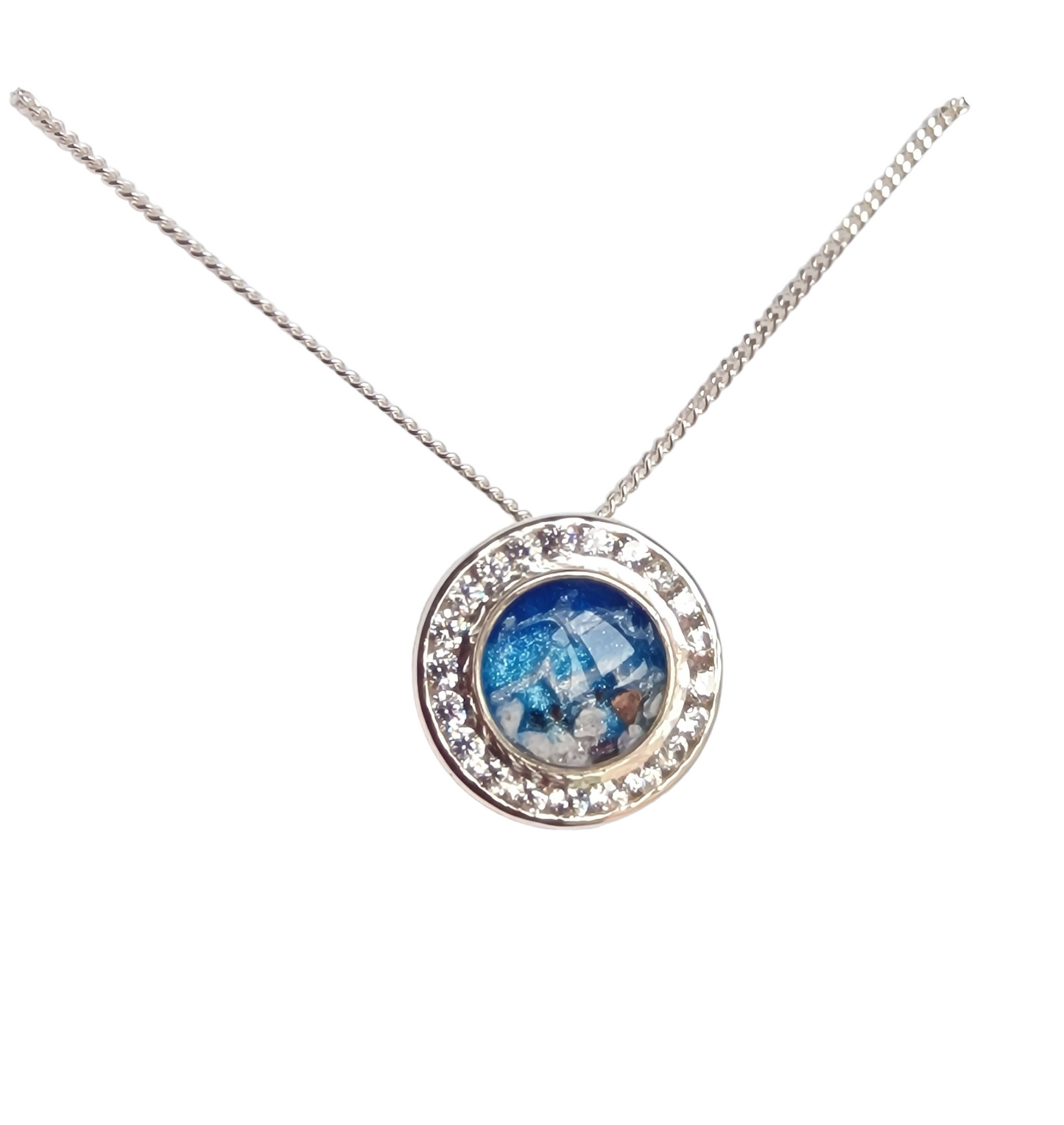 CZ Floating Halo Pendant Angel's Memorial Jewellery Ashes Hair Fur