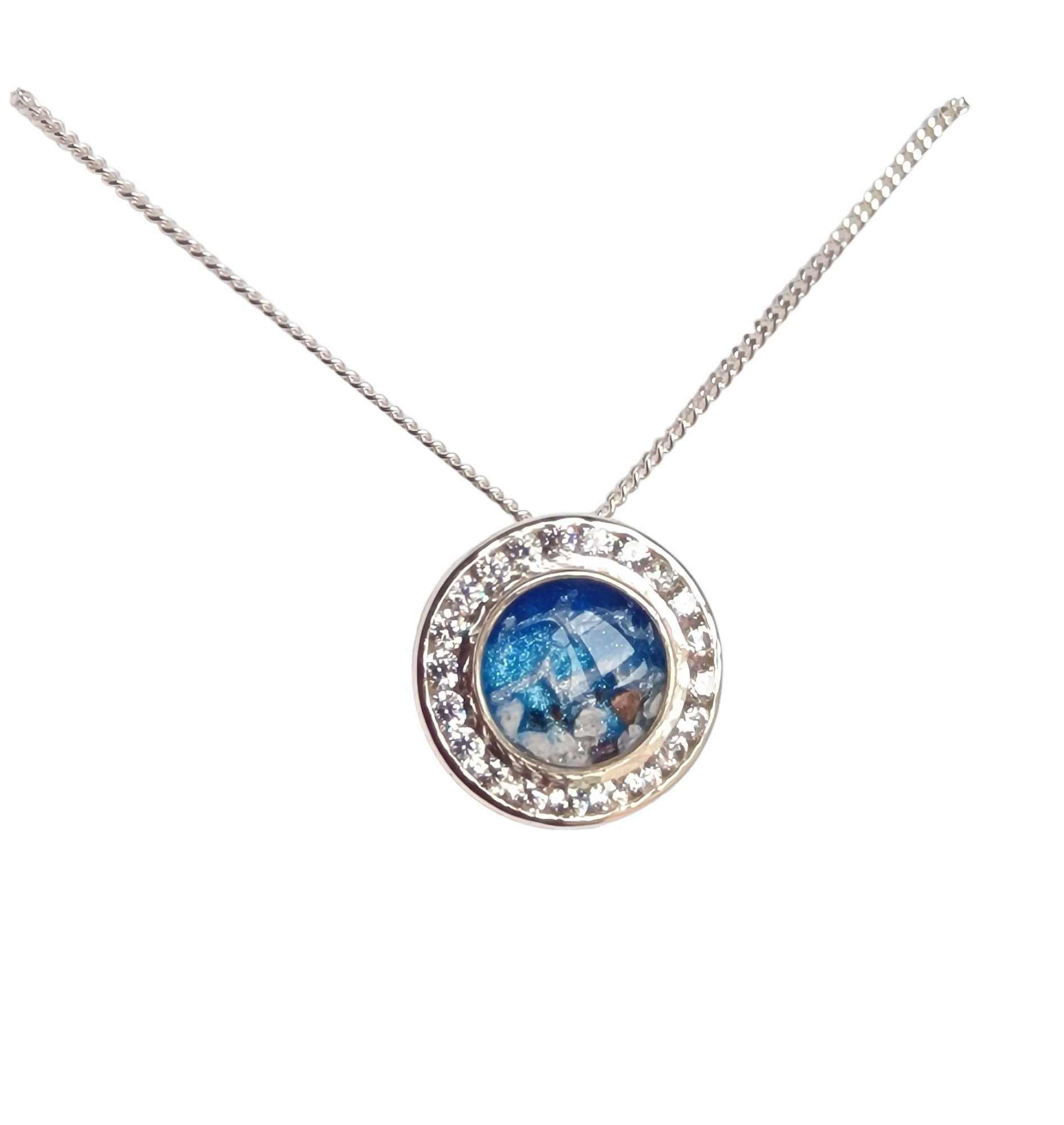 CZ Floating Halo Pendant Angel's Memorial Jewellery Ashes Hair Fur