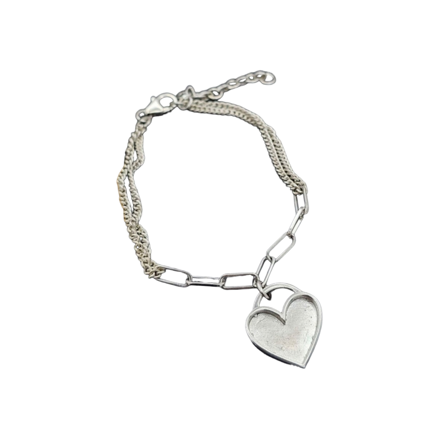 Adjustable Chunky Link Heart Bracelet Angel's Memorial Jewellery ashes, hair, fur