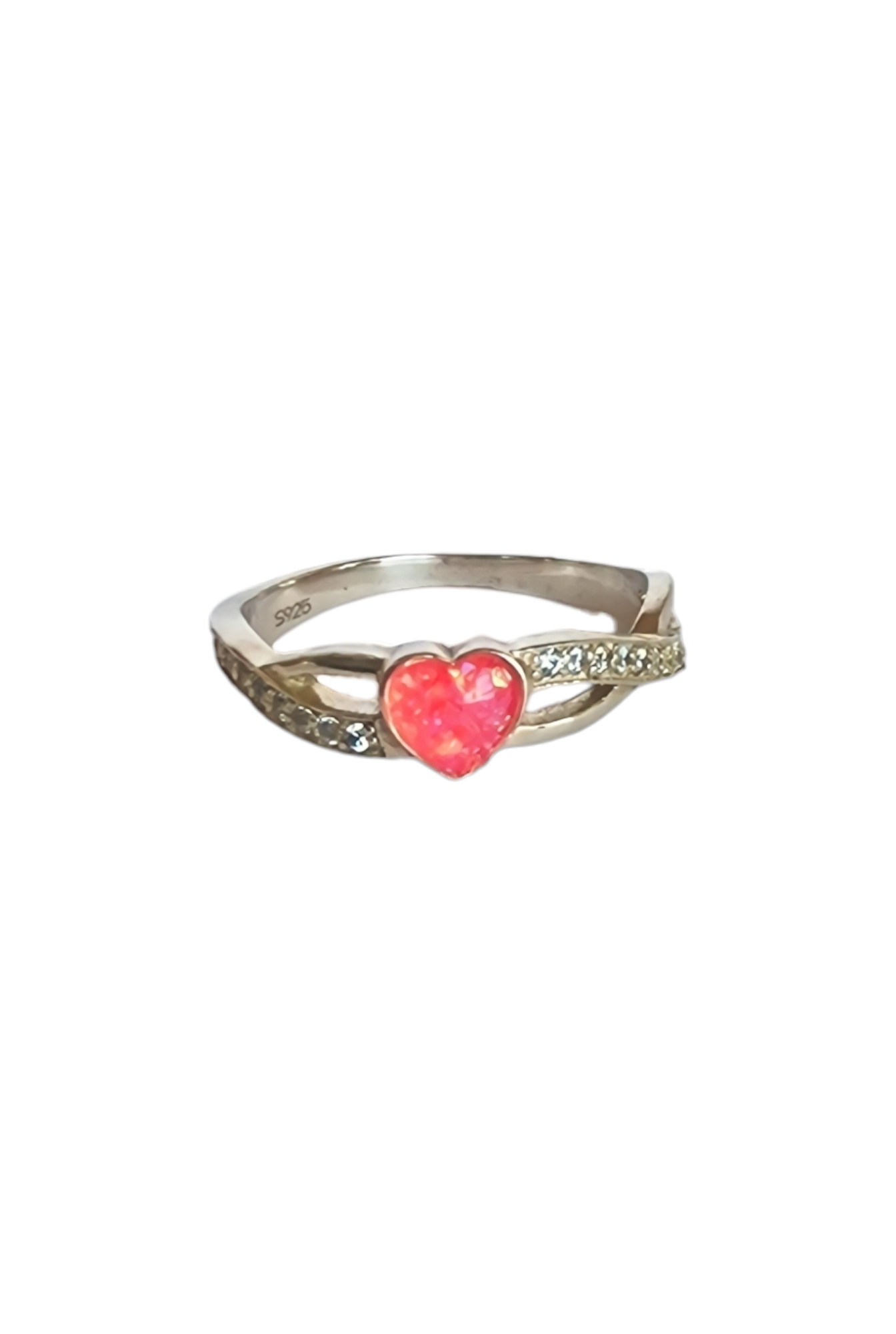 Criss Cross Heart CZ Ring Angel's Memorial Jewellery