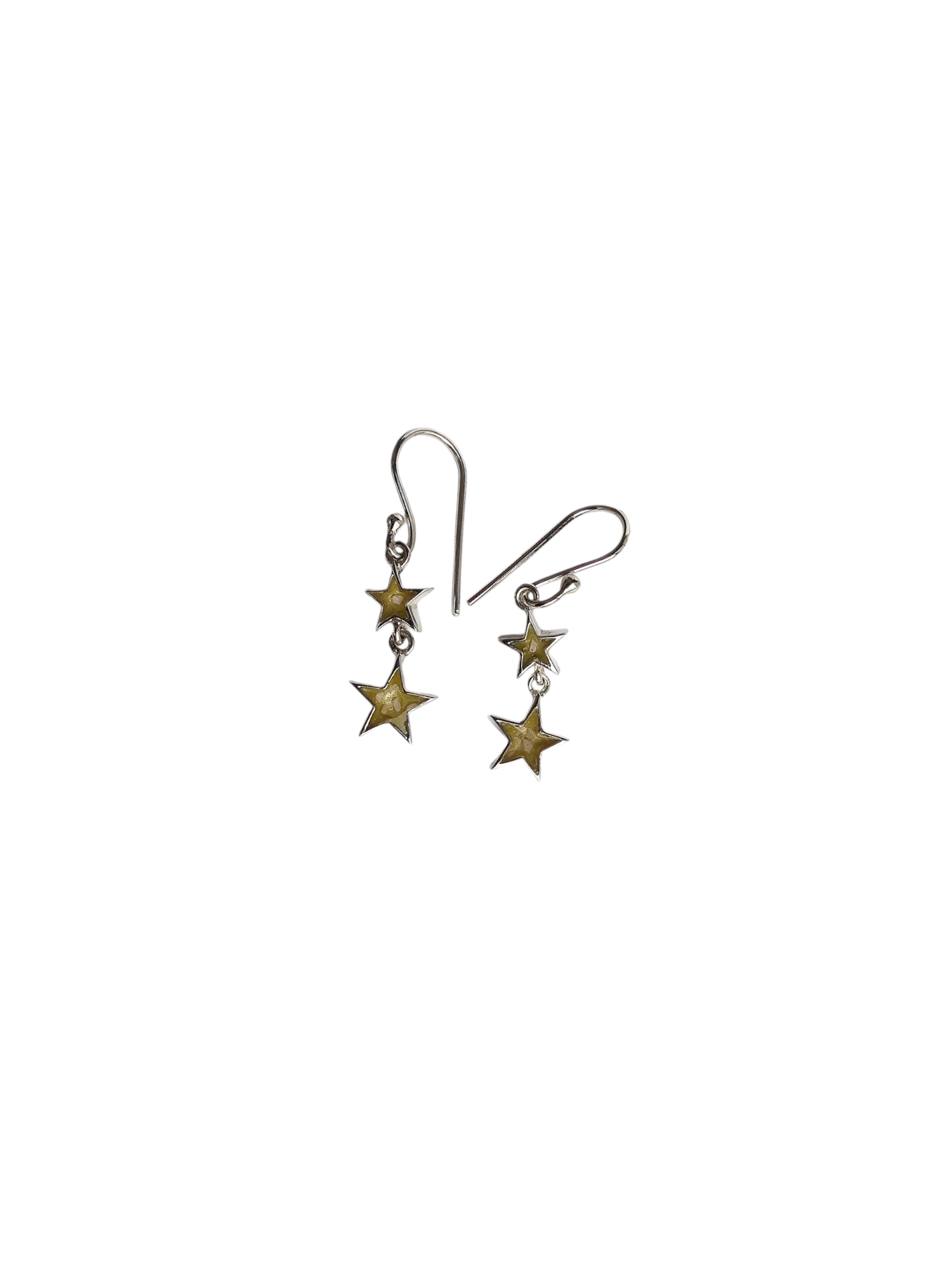 Double Star Drop Earrings Angel's Memorial Jewellery Ashes, Hair, Fur, Breast Milk