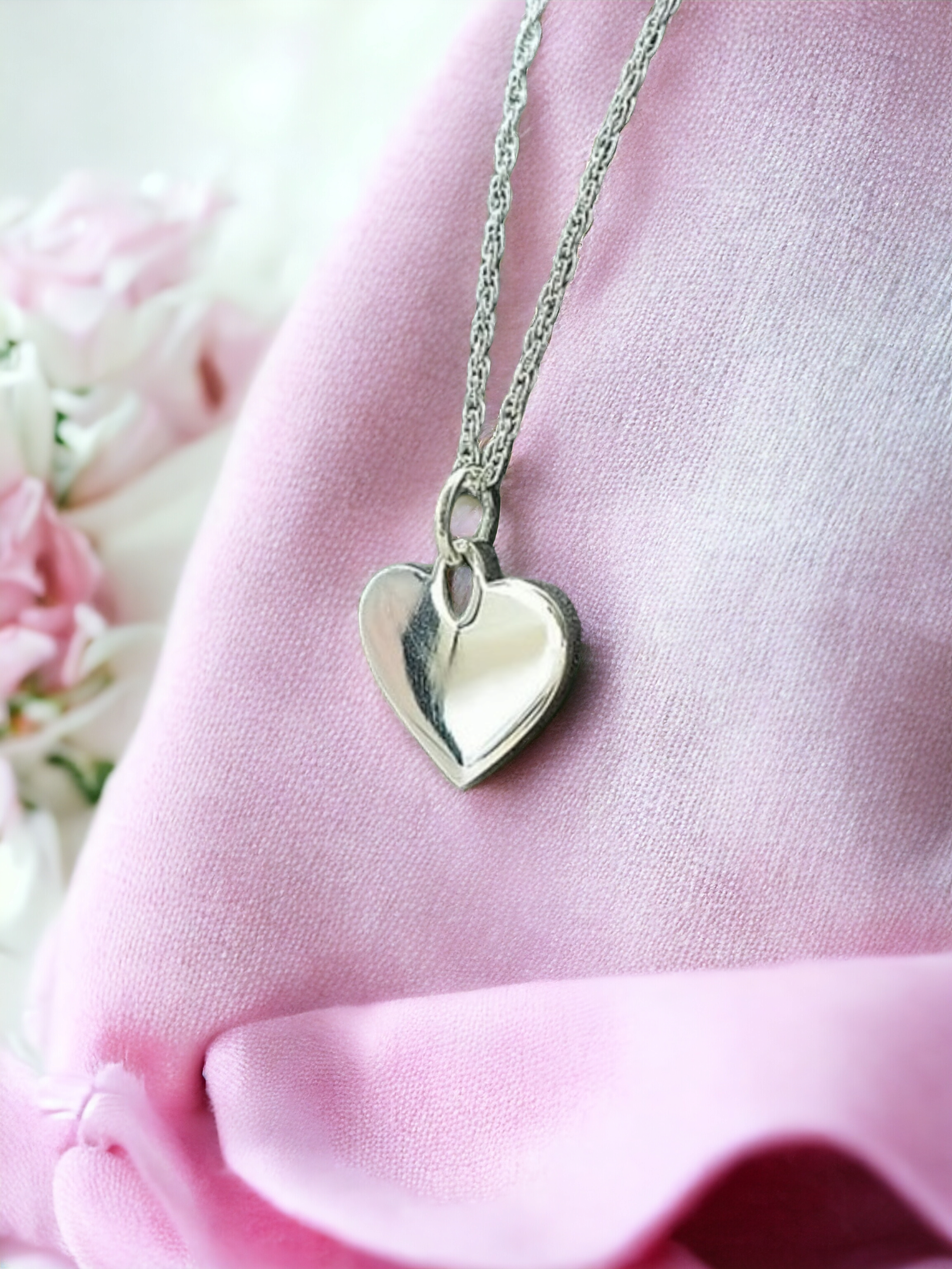 Engravable Solid Heart Pendant Angel's Memorial Jewellery