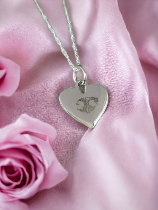 Engravable Solid Heart Pendant Angel's Memorial Jewellery