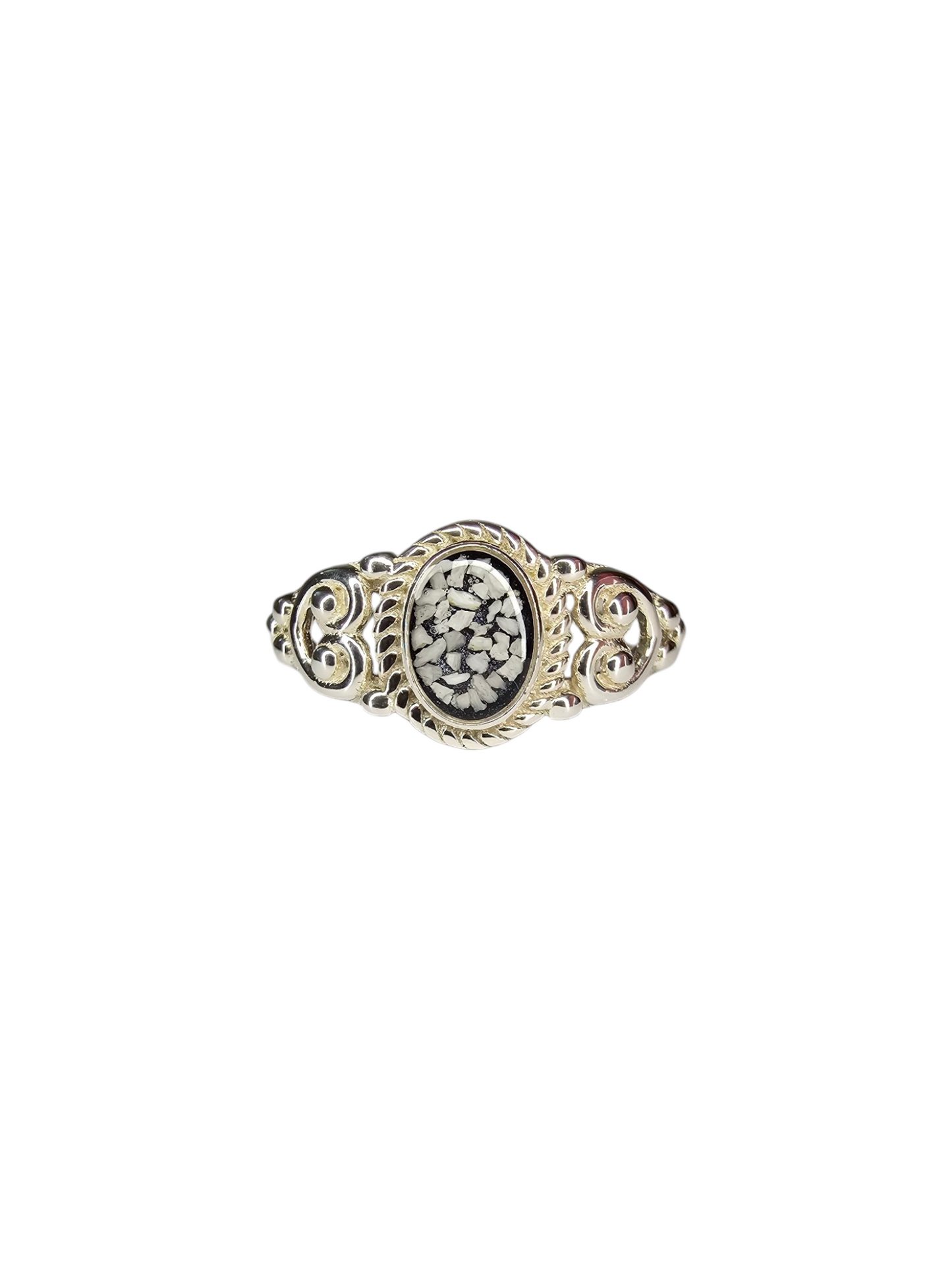 Filigree Bobble Oval Ring Angel's Memorial Jewellery Ashes