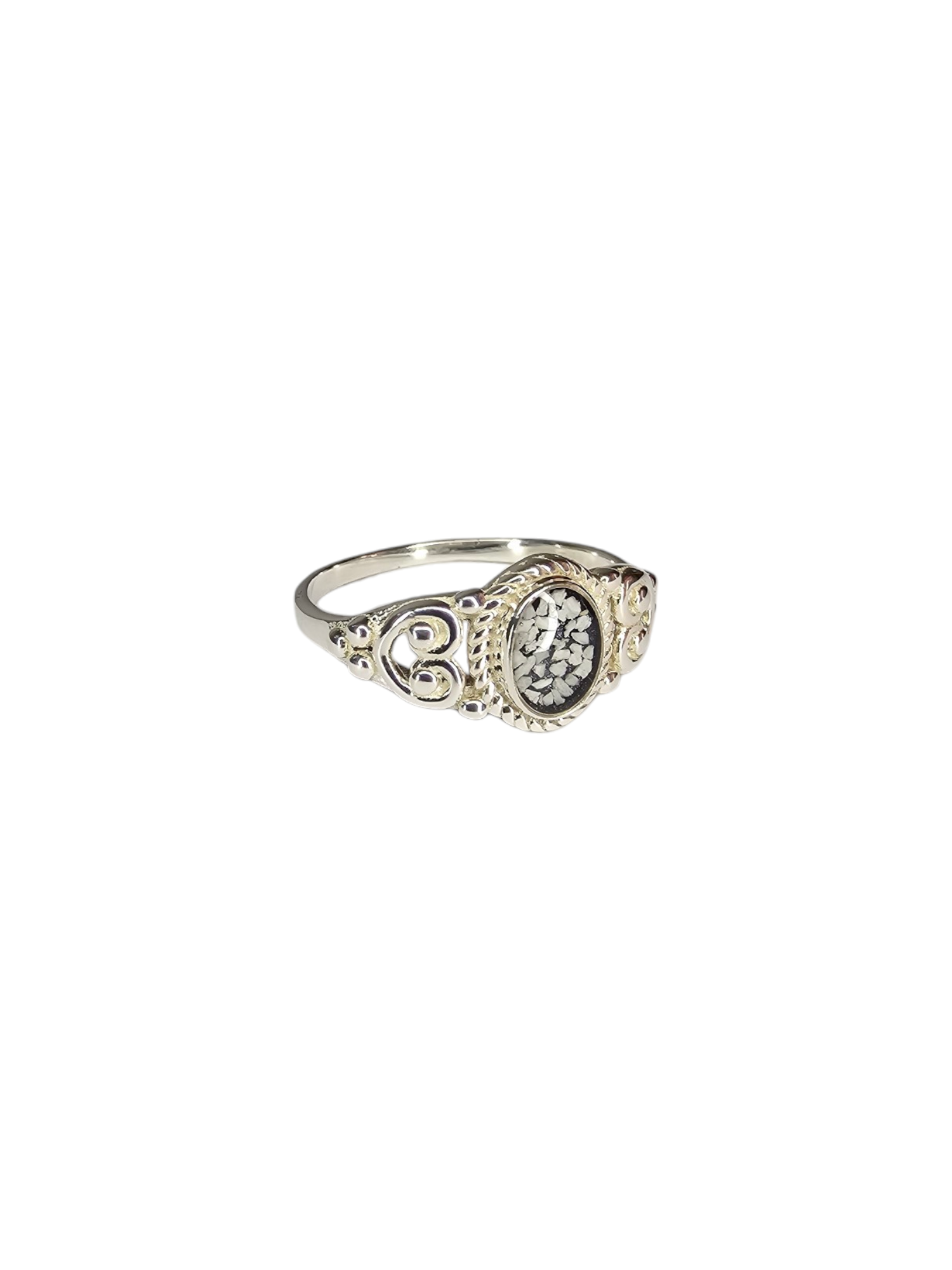 Filigree Bobble Oval Ring Angel's Memorial Jewellery Ashes