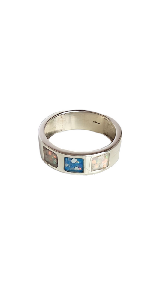 Gent's Unisex Triple Square Ring Angel's Memorial Jewellery Ashes