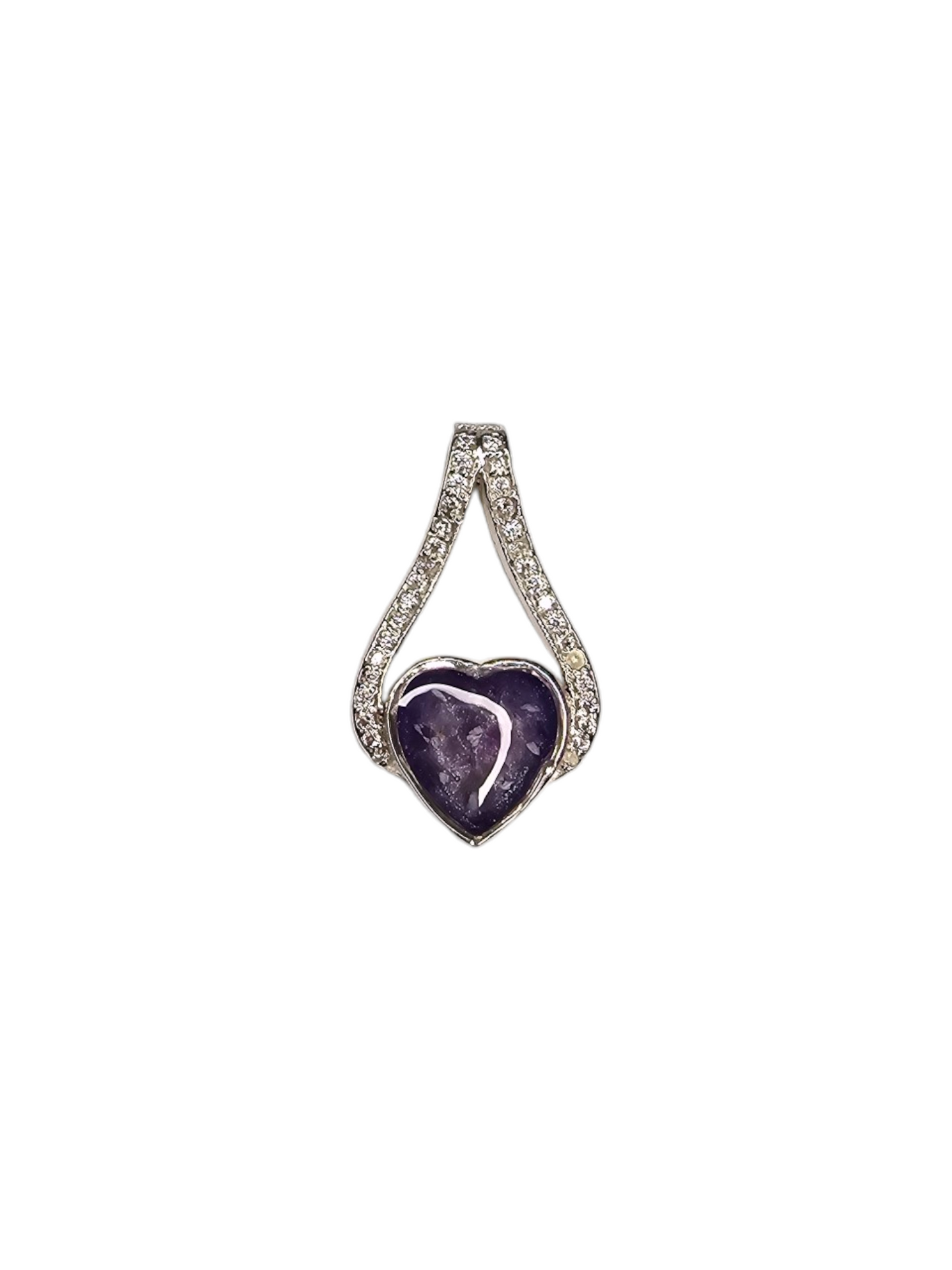 Heart Double Wave Cz Pendant Angel's Memorial Jewellery Ashes