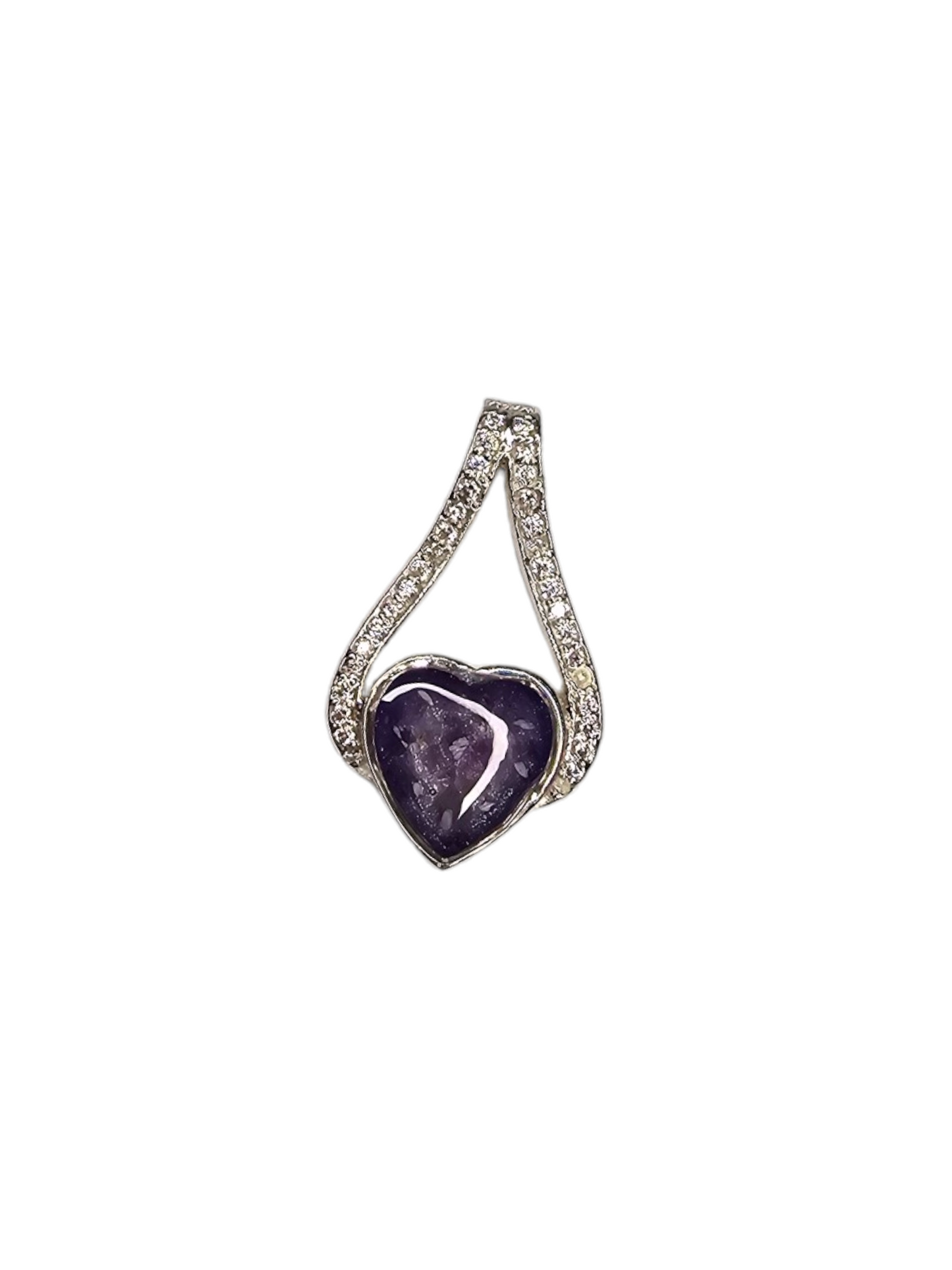 Heart Double Wave Cz Pendant Angel's Memorial Jewellery Ashes