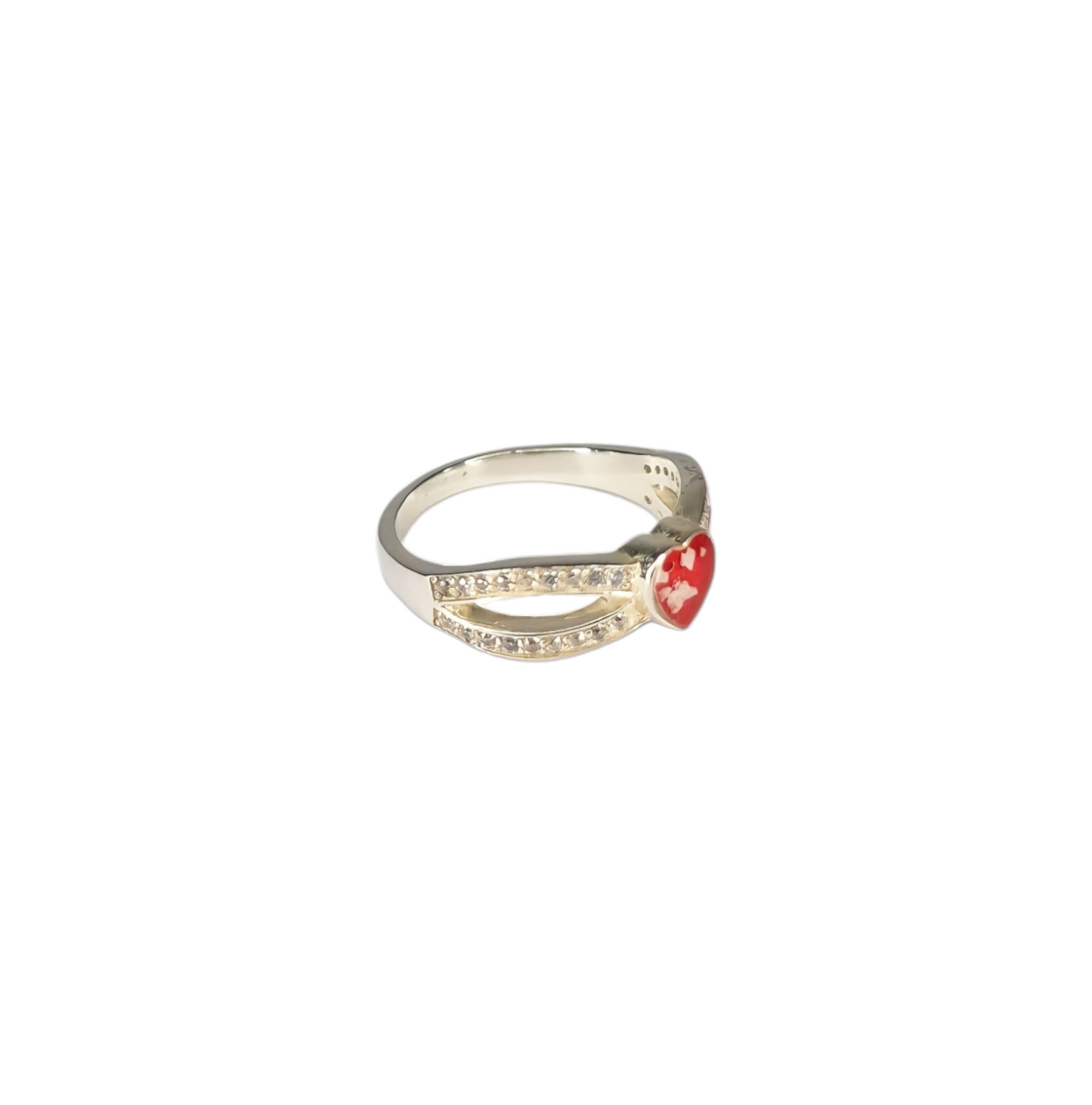 Heart Split CZ Ring Angel's Memorial Jewellery Ashes