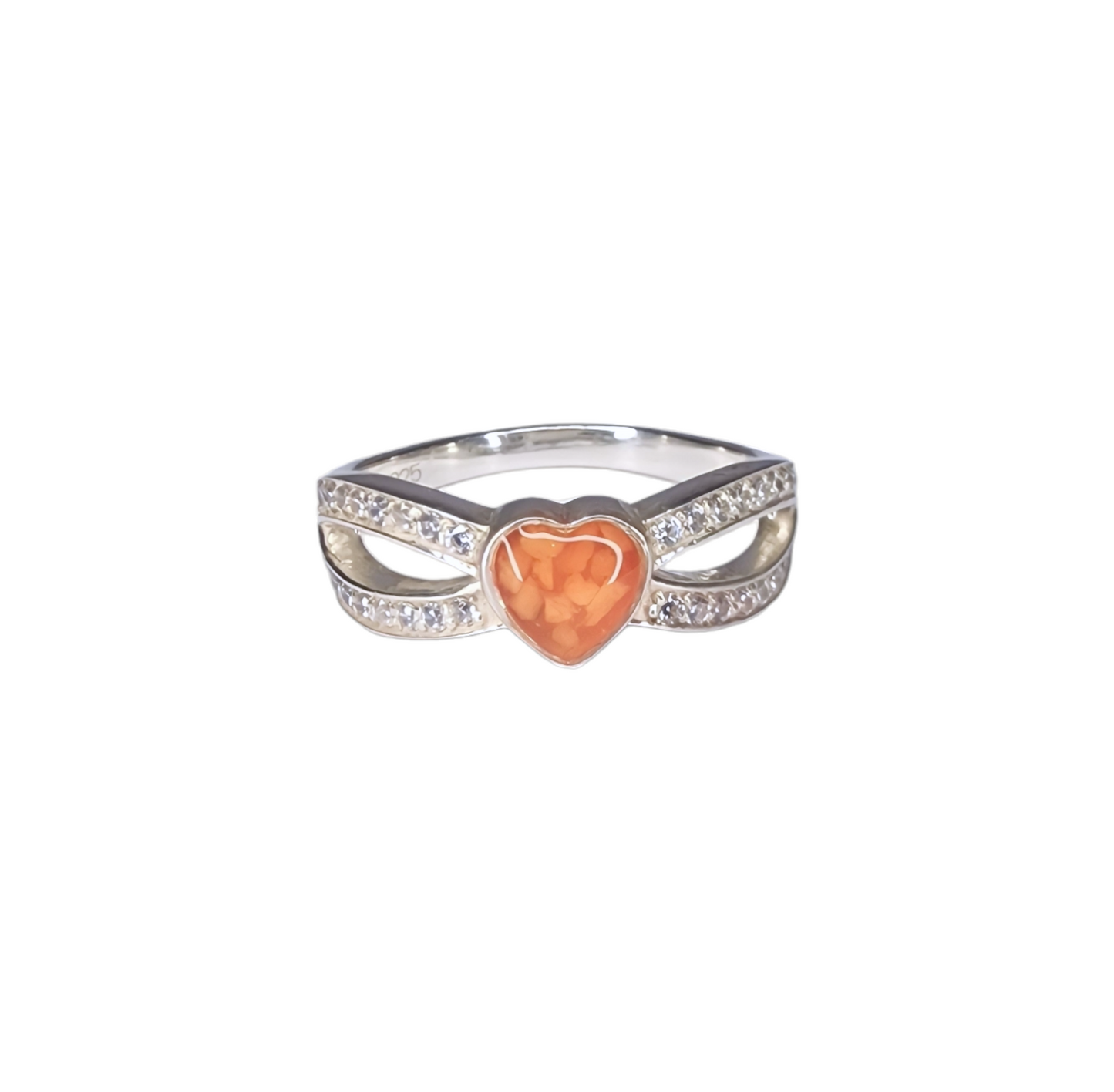 Heart Split CZ Ring Angel's Memorial Jewellery Ashes