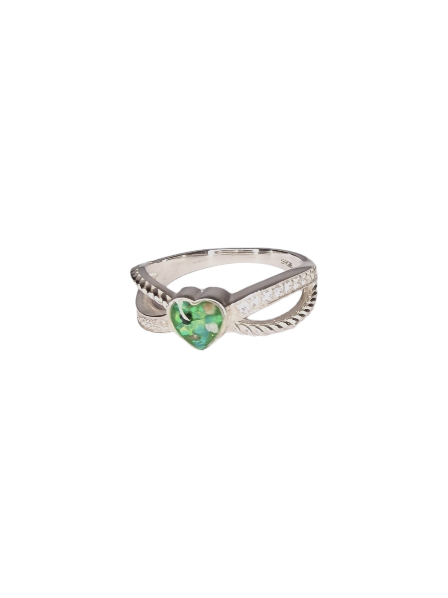 Heart Twist Split CZ Ring Angel's Memorial Jewellery Ashes