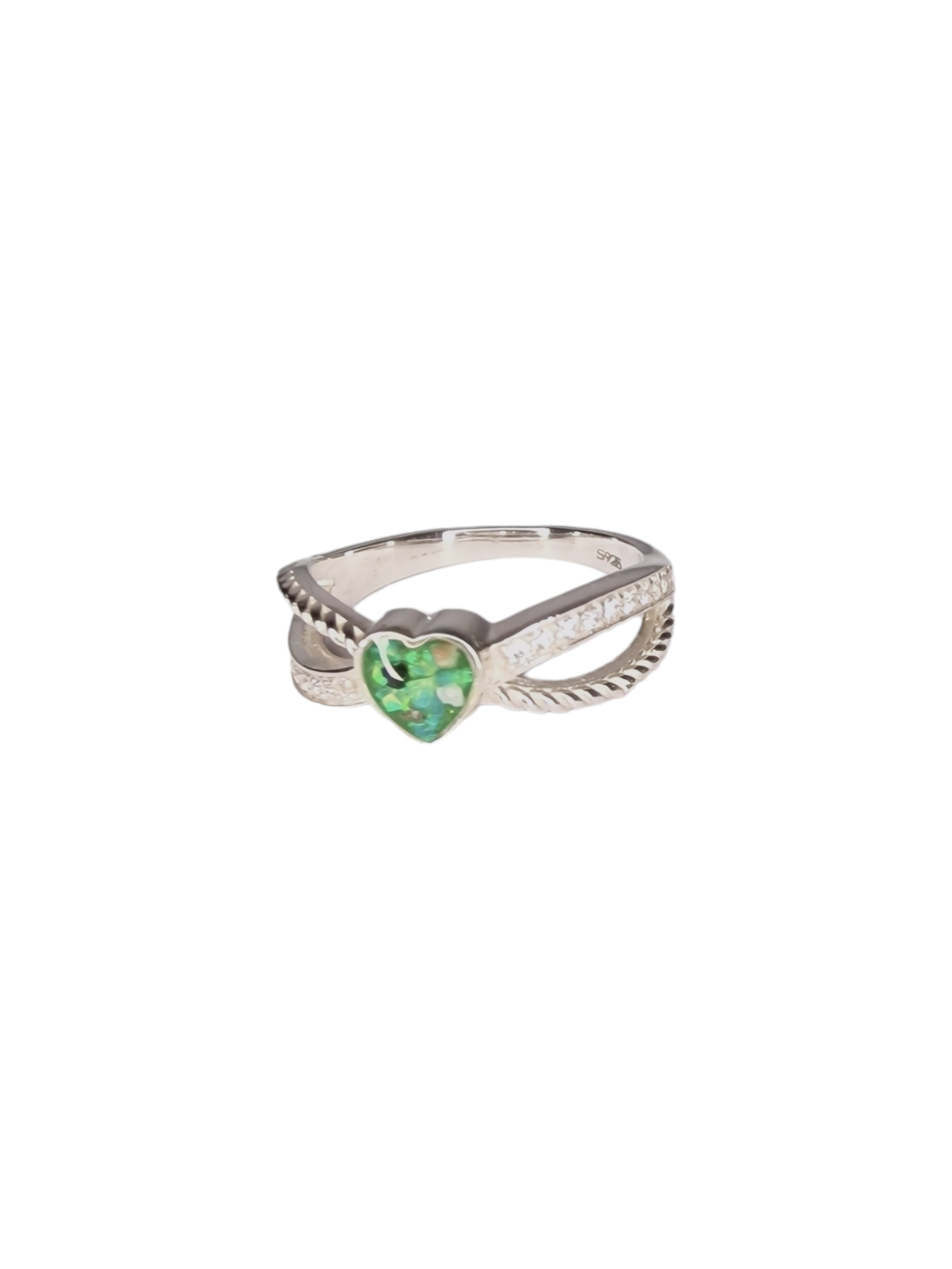 Heart Twist Split CZ Ring Angel's Memorial Jewellery Ashes