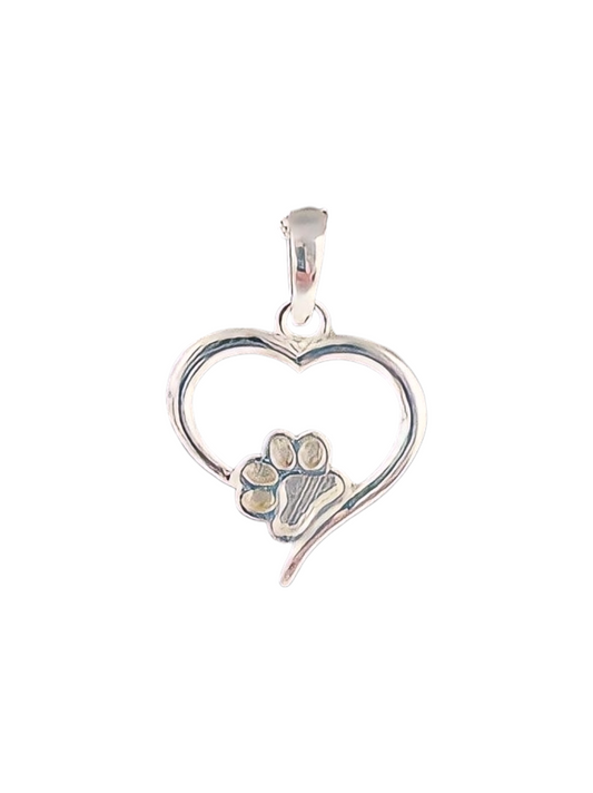 Pawprint Hollow Heart Pendant Angel's Memorial Jewellery Ashes