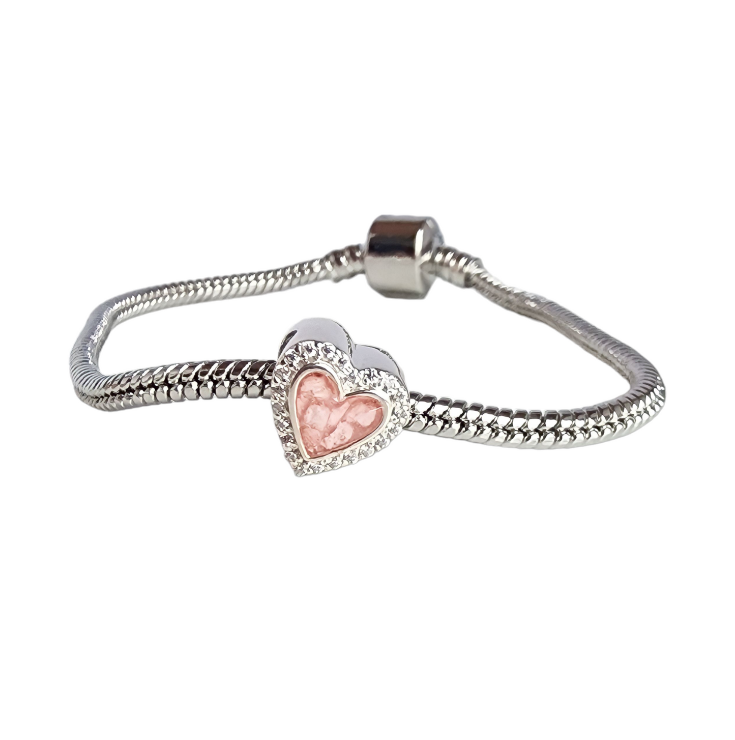 CZ Heart Bracelet Charm Angel's Memorial Jewellery Ashes Hair Fur