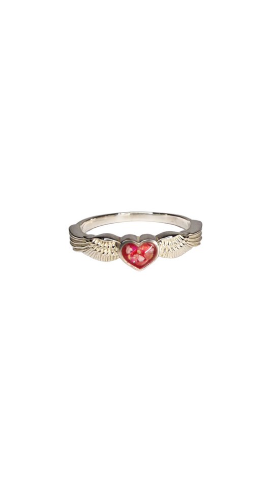 Angel Wing Heart Ring Angel's Memorial Jewellery