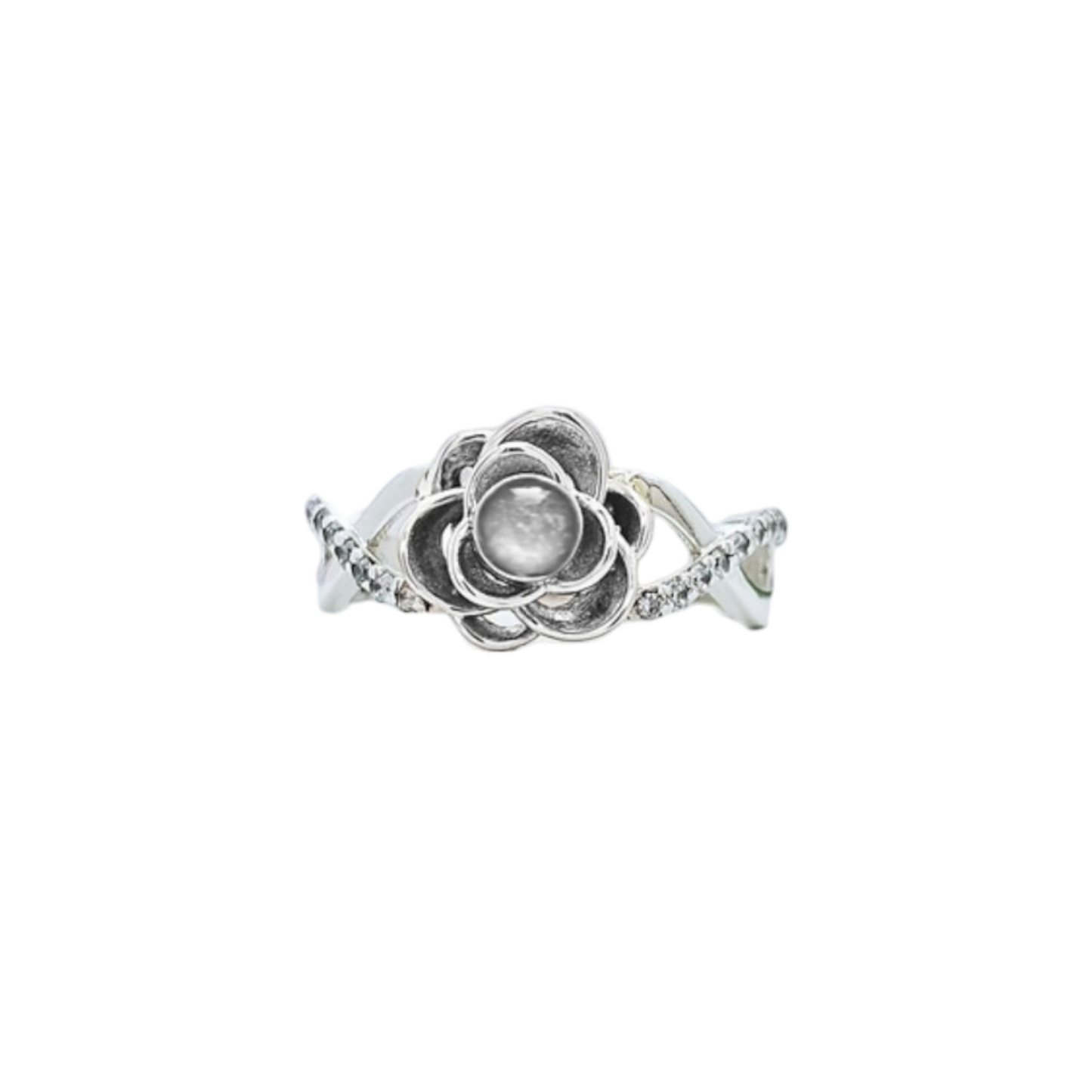 Silver Rose Ring Angels Memorial Jewellery Ashes, Hair, Fur