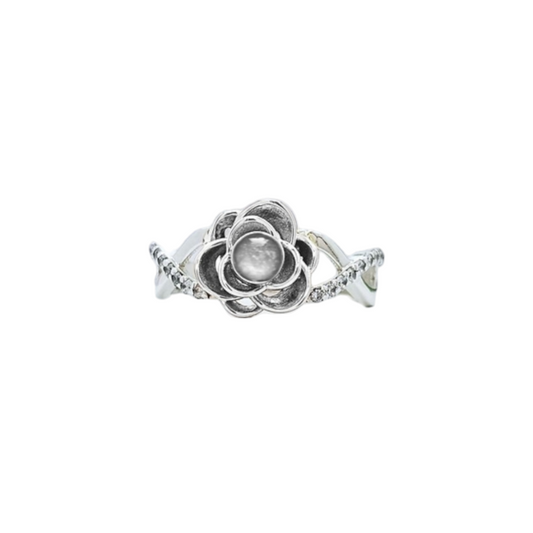 Silver Rose Ring Angels Memorial Jewellery Ashes, Hair, Fur