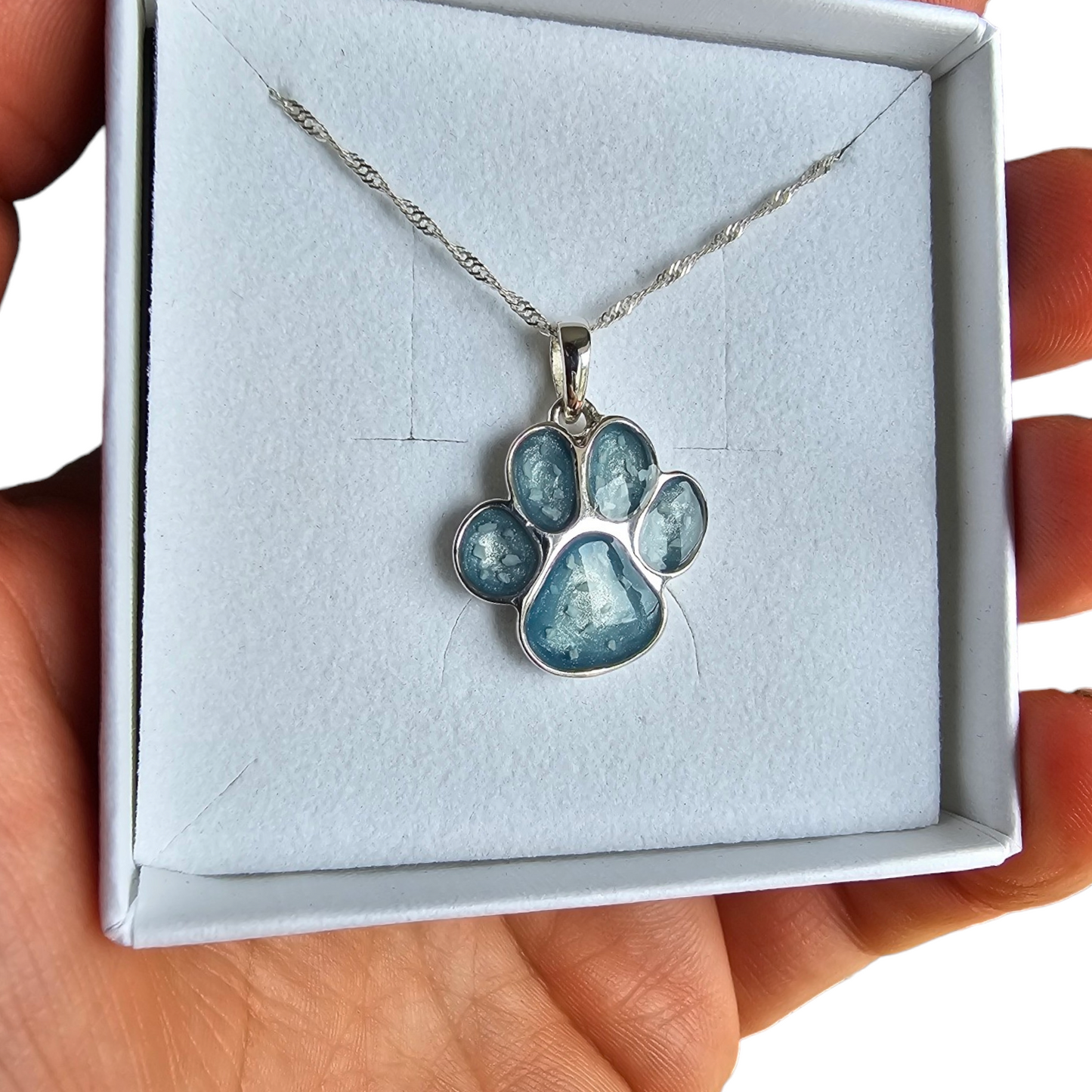 Small Paw Print Pendant Angel's Memorial Jewellery Ashes, Hair, Fur