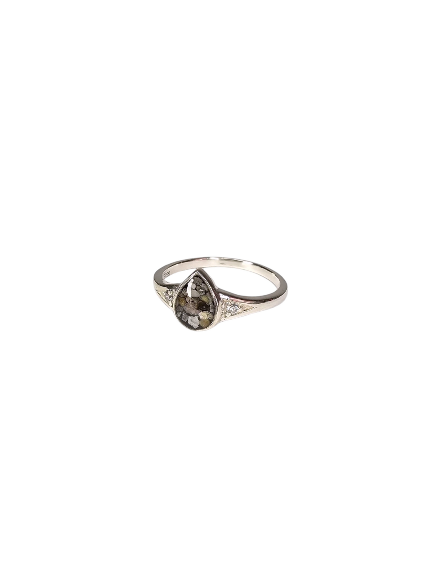 Teardrop Double CZ Ring Angel's Memorial Jewellery Ashes