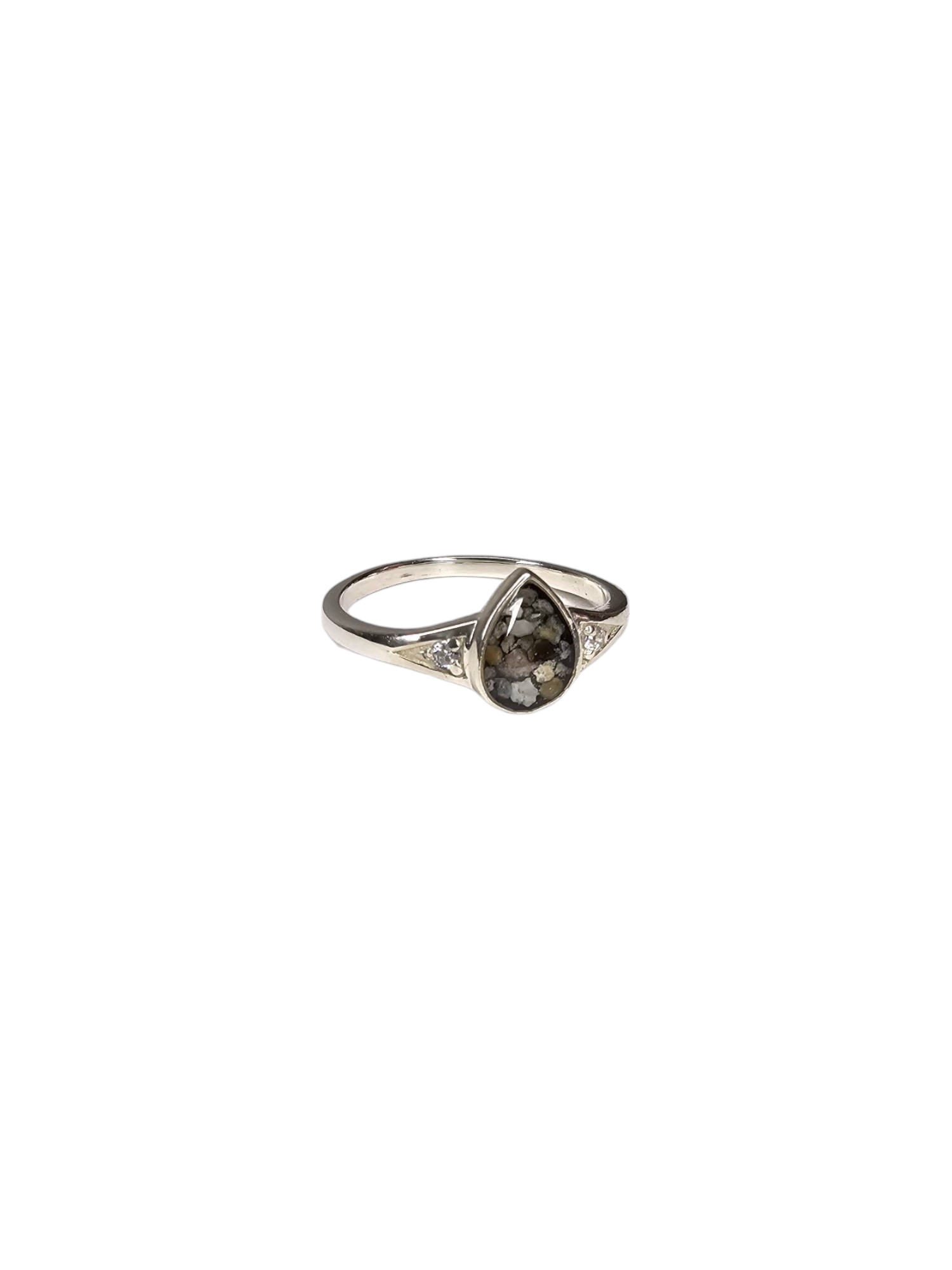 Teardrop Double CZ Ring Angel's Memorial Jewellery Ashes